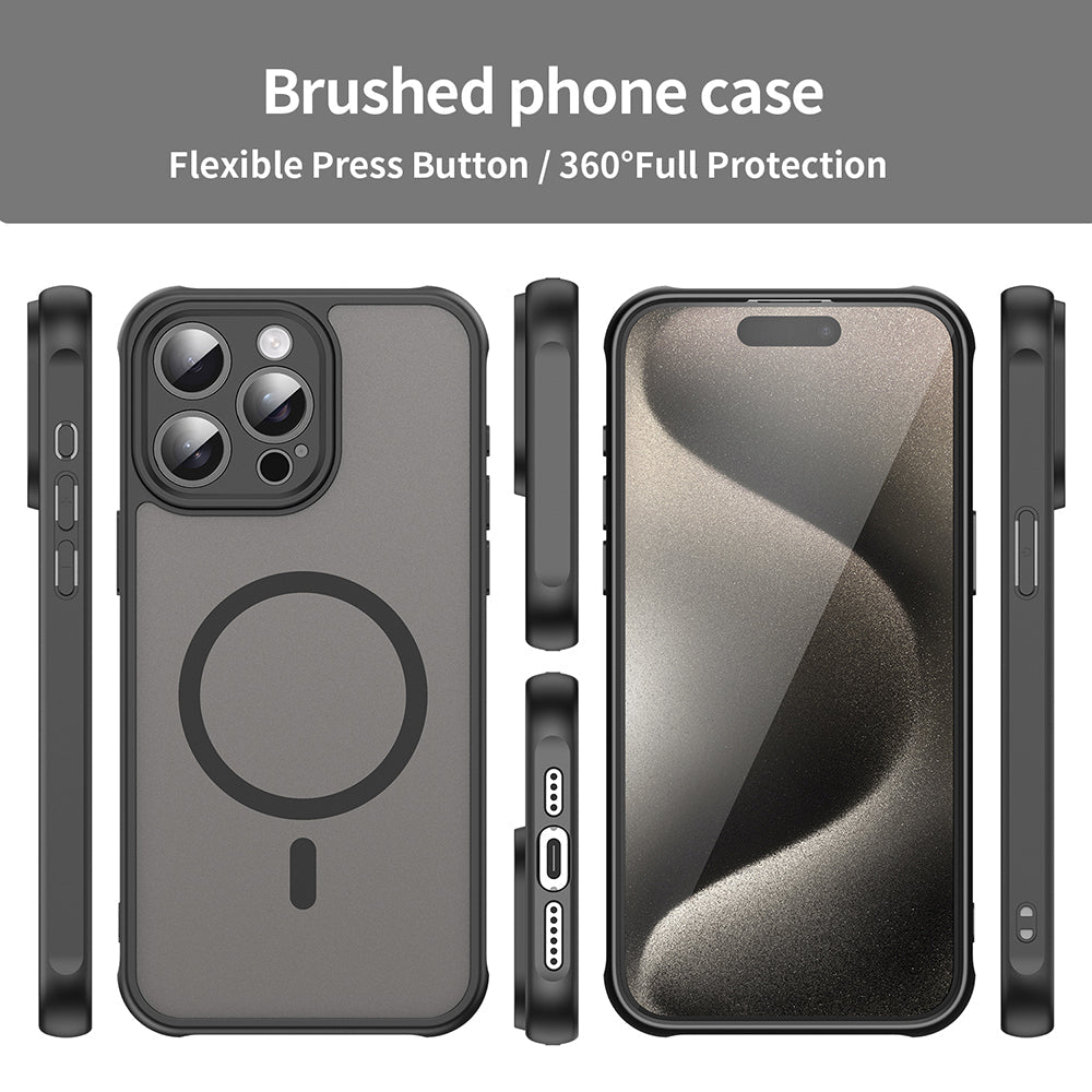 Techsuit iPhone 15 Pro Max - Σκληρή Θήκη με Πλαίσιο Σιλικόνης και MagSafe - HaloFrost II MagSafe - Black