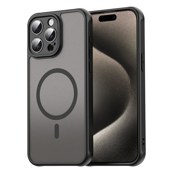 Techsuit iPhone 15 Pro Max - Σκληρή Θήκη με Πλαίσιο Σιλικόνης και MagSafe - HaloFrost II MagSafe - Black