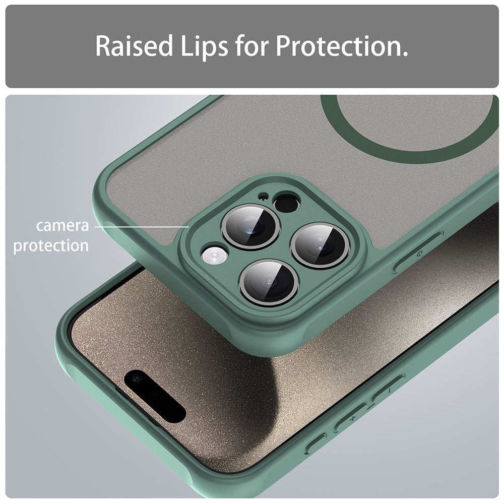 Techsuit iPhone 15 Pro Max - Σκληρή Θήκη με Πλαίσιο Σιλικόνης και MagSafe - HaloFrost II MagSafe - Green