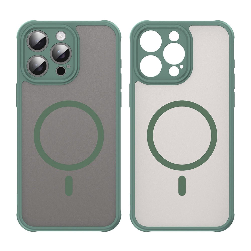 Techsuit iPhone 15 Pro Max - Σκληρή Θήκη με Πλαίσιο Σιλικόνης και MagSafe - HaloFrost II MagSafe - Green