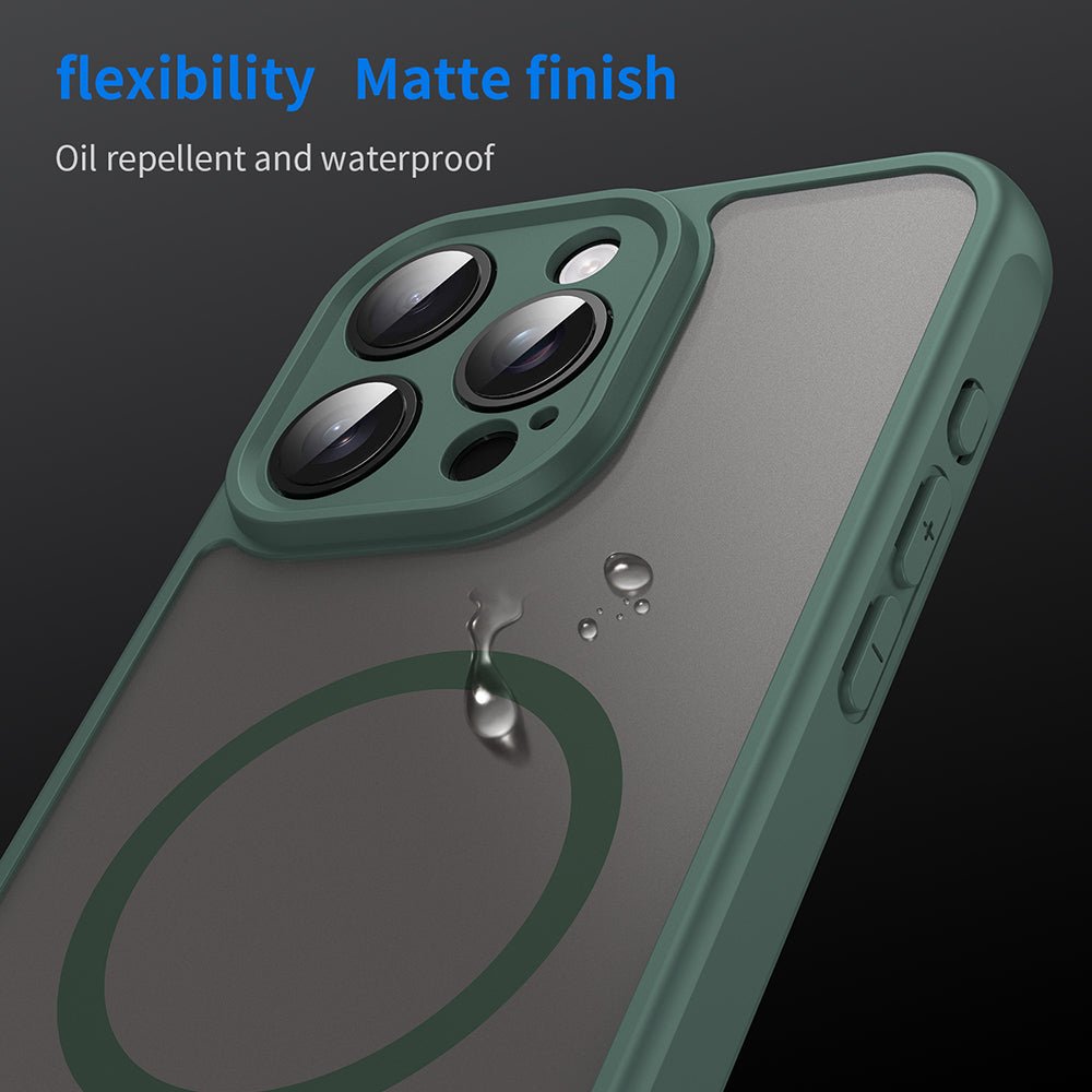 Techsuit iPhone 15 Pro Max - Σκληρή Θήκη με Πλαίσιο Σιλικόνης και MagSafe - HaloFrost II MagSafe - Green