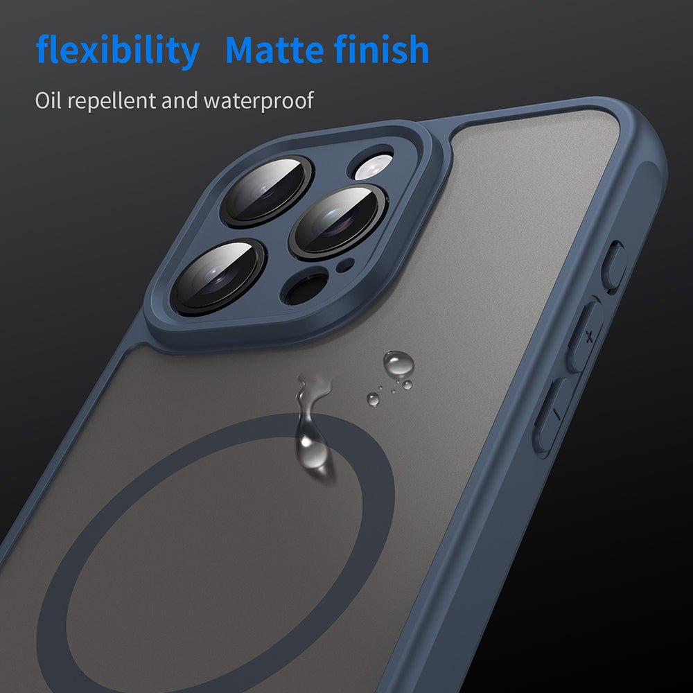 Techsuit iPhone 15 Pro Max - Σκληρή Θήκη με Πλαίσιο Σιλικόνης και MagSafe - HaloFrost II MagSafe - Navy Blue