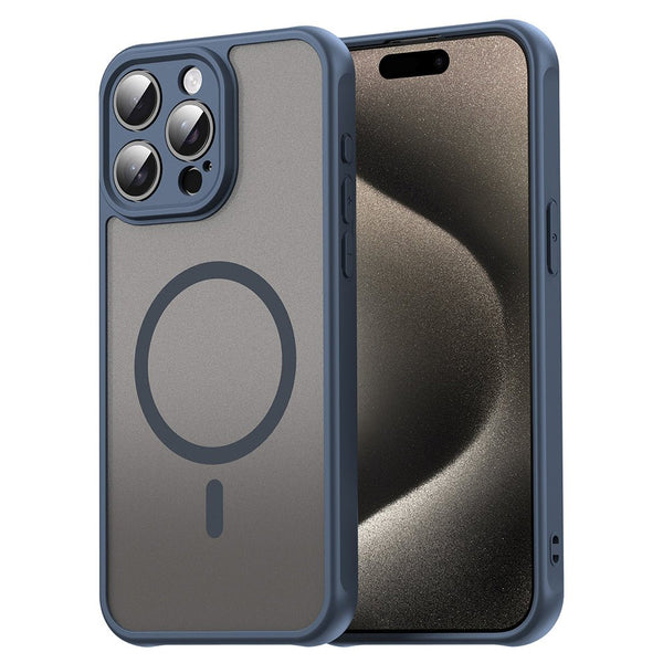 Techsuit iPhone 15 Pro Max - Σκληρή Θήκη με Πλαίσιο Σιλικόνης και MagSafe - HaloFrost II MagSafe - Navy Blue
