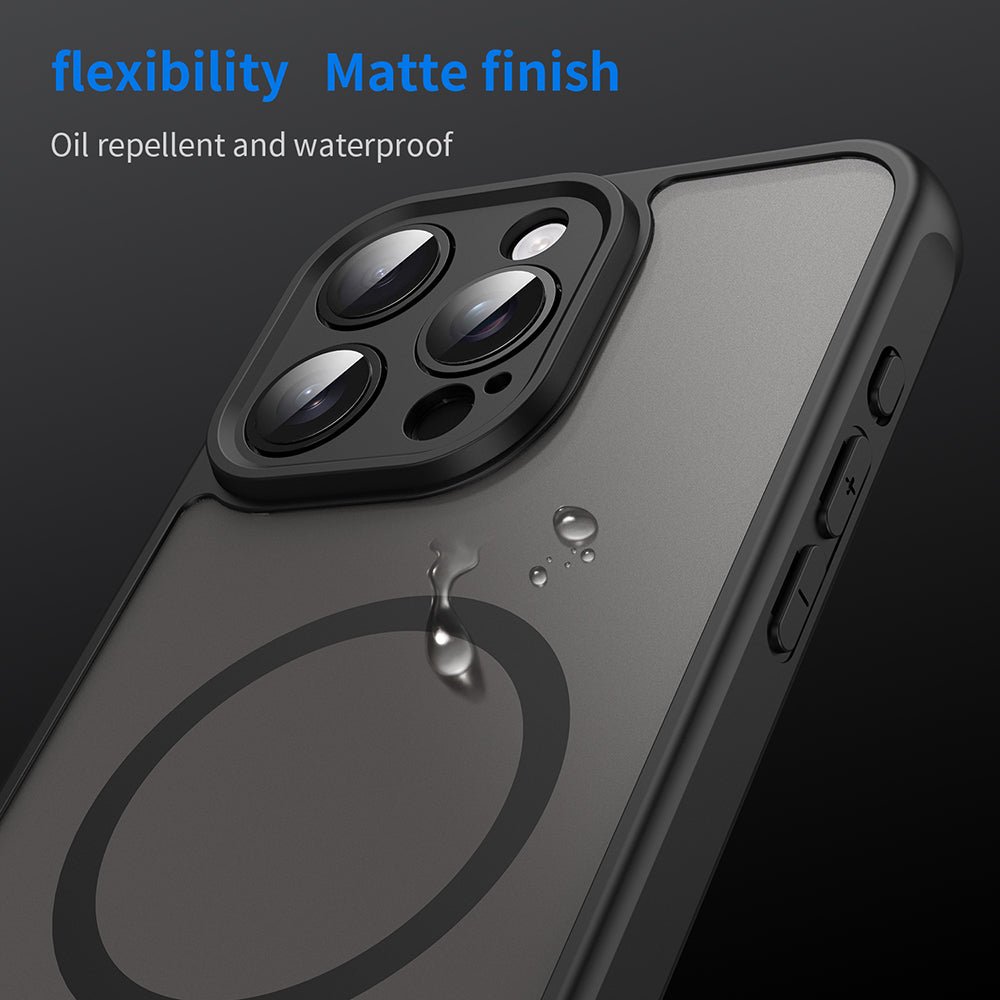 Techsuit iPhone 15 Pro - Σκληρή Θήκη με Πλαίσιο Σιλικόνης και MagSafe - HaloFrost II MagSafe - Black