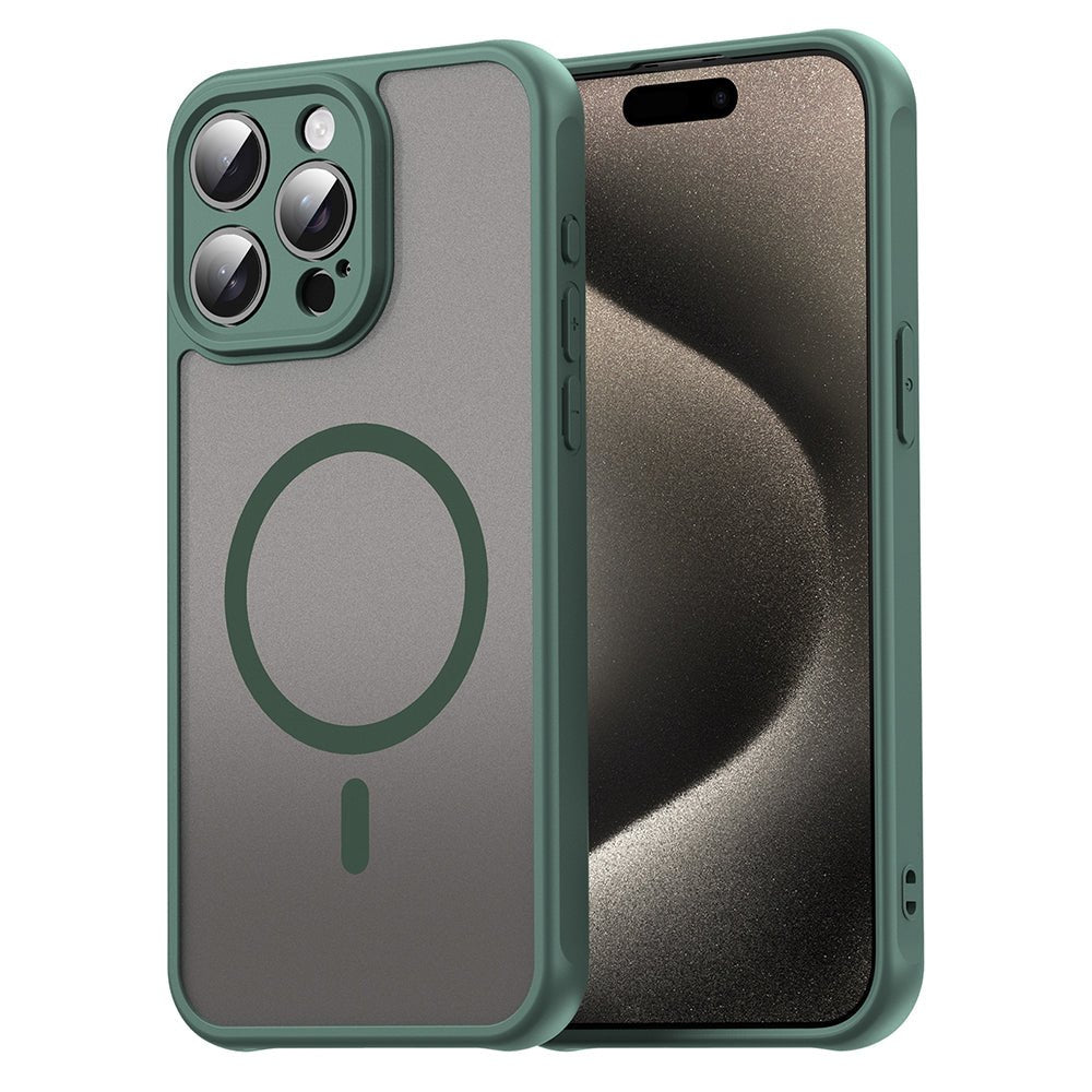 Techsuit iPhone 15 Pro - Σκληρή Θήκη με Πλαίσιο Σιλικόνης και MagSafe - HaloFrost II MagSafe - Green