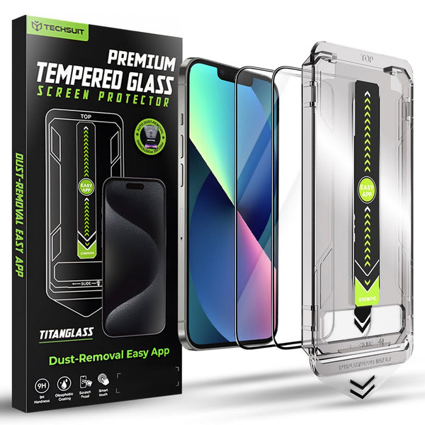 Techsuit iPhone 16e / 17e / 14 / 13 / 13 Pro - Σετ με 2 Full Screen Αντιχαρακτικά Γυαλιά Οθόνης - TitanGlass FullCover - Black