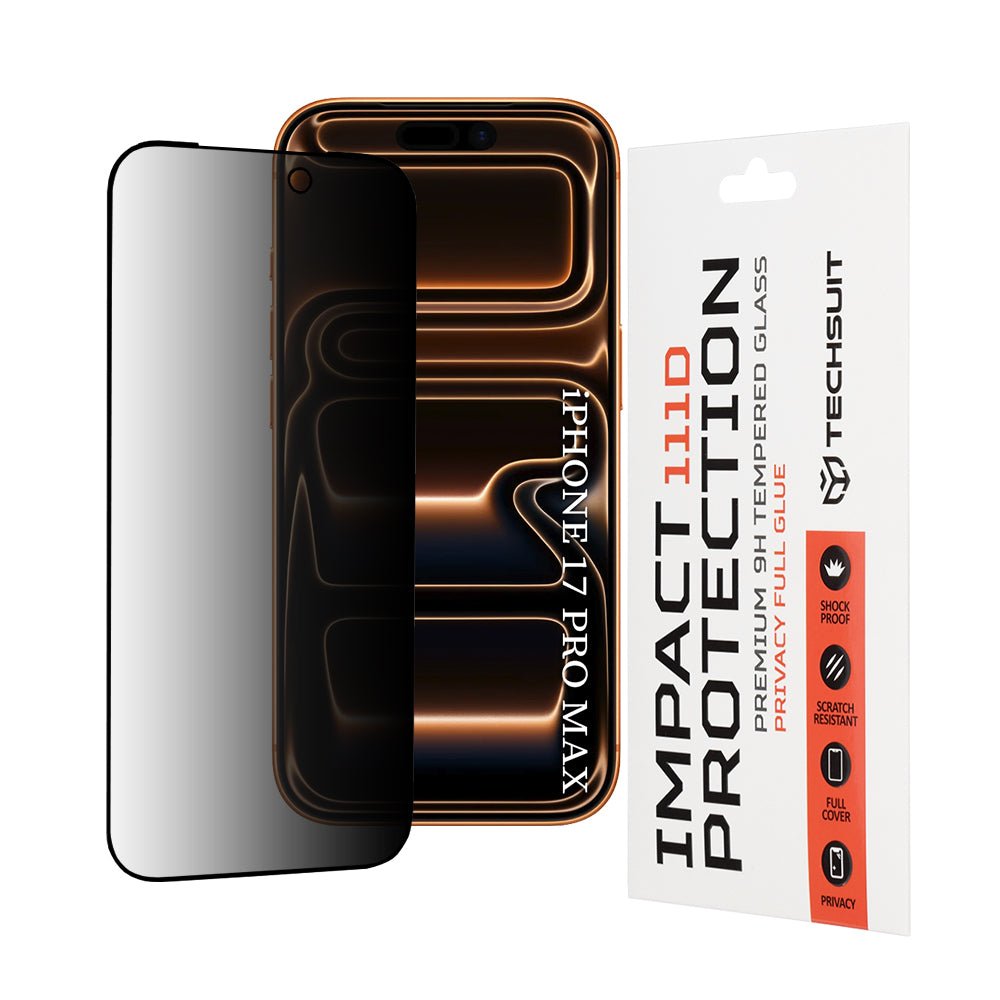 Techsuit iPhone 17 Pro Max - Full Screen Full Glue Tempered Glass Αντιχαρακτικό Γυαλί Οθόνης 9H 0.33mm 111D Privacy - Black