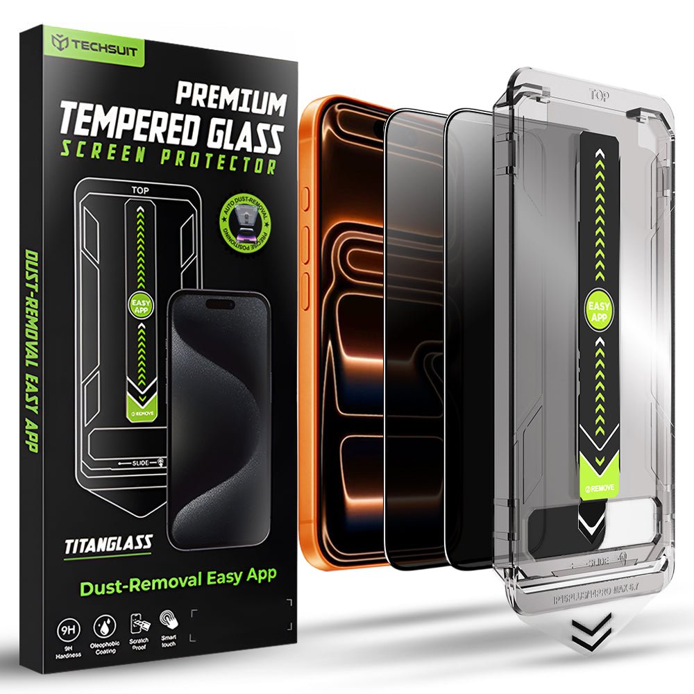 Techsuit iPhone 17 Pro Max - Σετ με 2 Full Screen Αντιχαρακτικά Γυαλιά Οθόνης - TitanGlass FullCover - Privacy