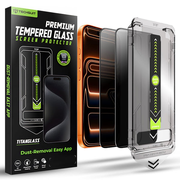 Techsuit iPhone 17 Pro Max - Σετ με 2 Full Screen Αντιχαρακτικά Γυαλιά Οθόνης - TitanGlass FullCover - Privacy