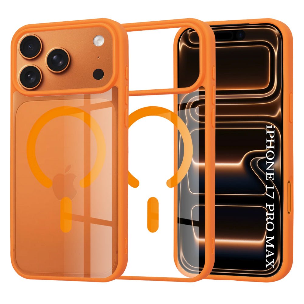 Techsuit iPhone 17 Pro Max - Σκληρή Θήκη με Πλαίσιο Σιλικόνης - MagSafe Pro - Clear / Orange