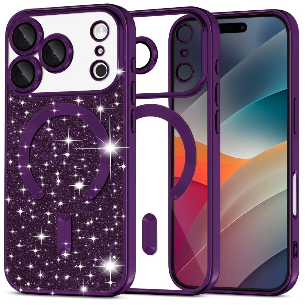 Techsuit iPhone 17 Pro Max - Θήκη Σιλικόνης - Luxury Glitter MagSafe - Deep Purple