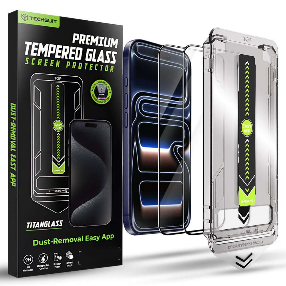 Techsuit iPhone 17 Pro - Σετ με 2 Full Screen Αντιχαρακτικά Γυαλιά Οθόνης - TitanGlass FullCover - Black