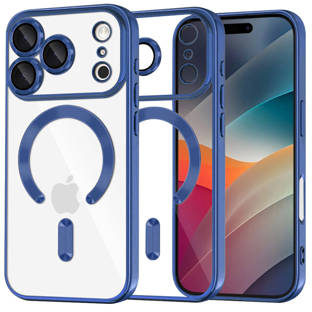 Techsuit iPhone 17 Pro - Θήκη Σιλικόνης - Luxury Crystal MagSafe - Deep Blue / Clear