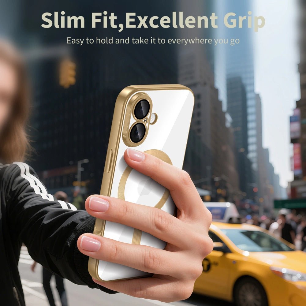 Techsuit iPhone 17 - Θήκη Σιλικόνης - Luxury Crystal MagSafe - Gold / Clear