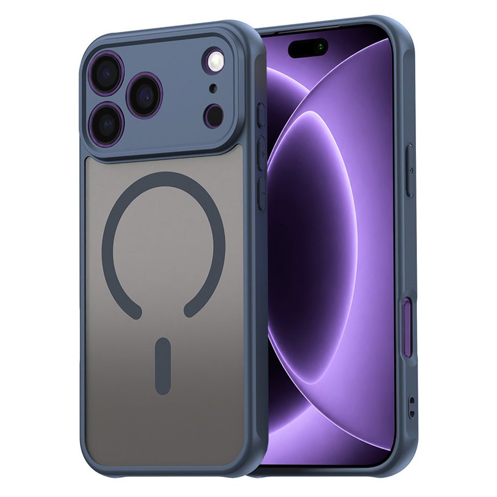 Techsuit iPhone 18 Pro / iPhone 17 Pro - Σκληρή Θήκη με Πλαίσιο Σιλικόνης και MagSafe - HaloFrost II - Navy Blue