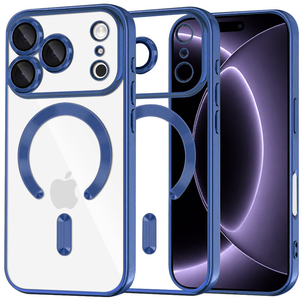 Techsuit iPhone 18 Pro / iPhone 17 Pro - Θήκη Σιλικόνης με MagSafe - Luxury Crystal - Deep Blue / Clear