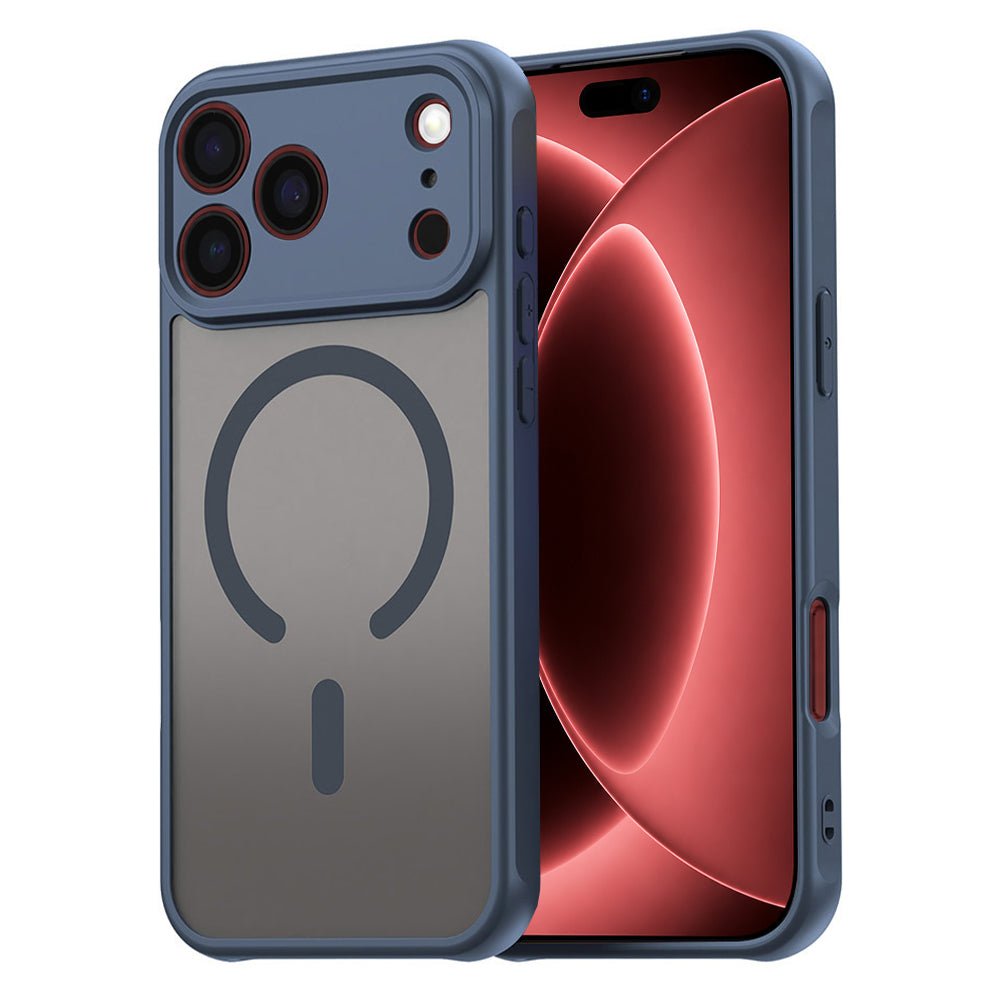 Techsuit iPhone 18 Pro Max / iPhone 17 Pro Max - Σκληρή Θήκη με Πλαίσιο Σιλικόνης και MagSafe - HaloFrost II - Navy Blue