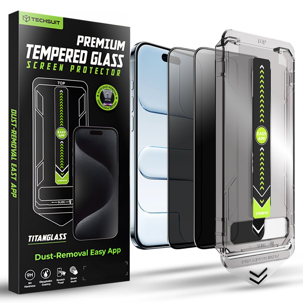 Techsuit iPhone Air - Σετ με 2 Full Screen Αντιχαρακτικά Γυαλιά Οθόνης - TitanGlass FullCover - Privacy