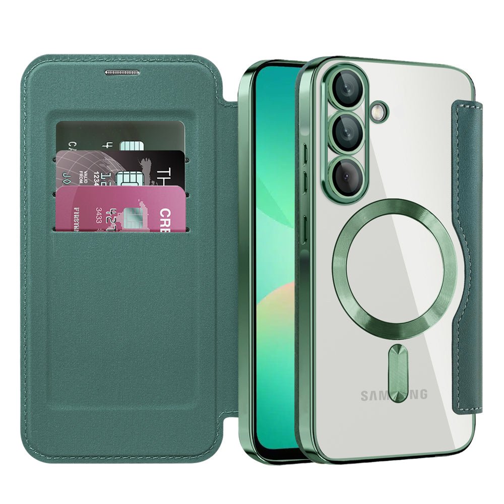 Techsuit Samsung Galaxy A26 5G - Θήκη Βιβλίο με MagSafe με Υποδοχές Καρτών και RFID Προστασία - SmartMag Book Case - Green