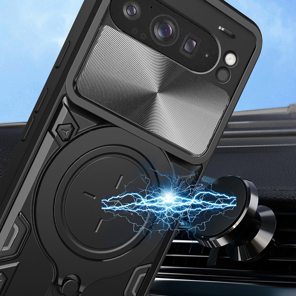 Techsuit Samsung Galaxy A37 5G - Σκληρή Θήκη με Προστασία Καμερών και Δαχτυλίδι Συγκράτησης - CamGuard Pro - Black