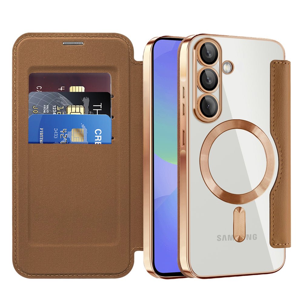 Techsuit Samsung Galaxy A37 5G - Θήκη Βιβλίο με MagSafe με Υποδοχές Καρτών και RFID Προστασία - SmartMag Book Case - Brown