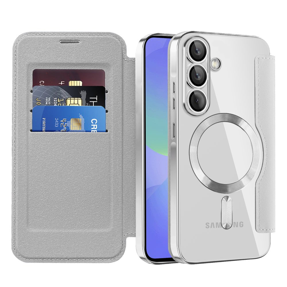 Techsuit Samsung Galaxy A37 5G - Θήκη Βιβλίο με MagSafe με Υποδοχές Καρτών και RFID Προστασία - SmartMag Book Case - Grey