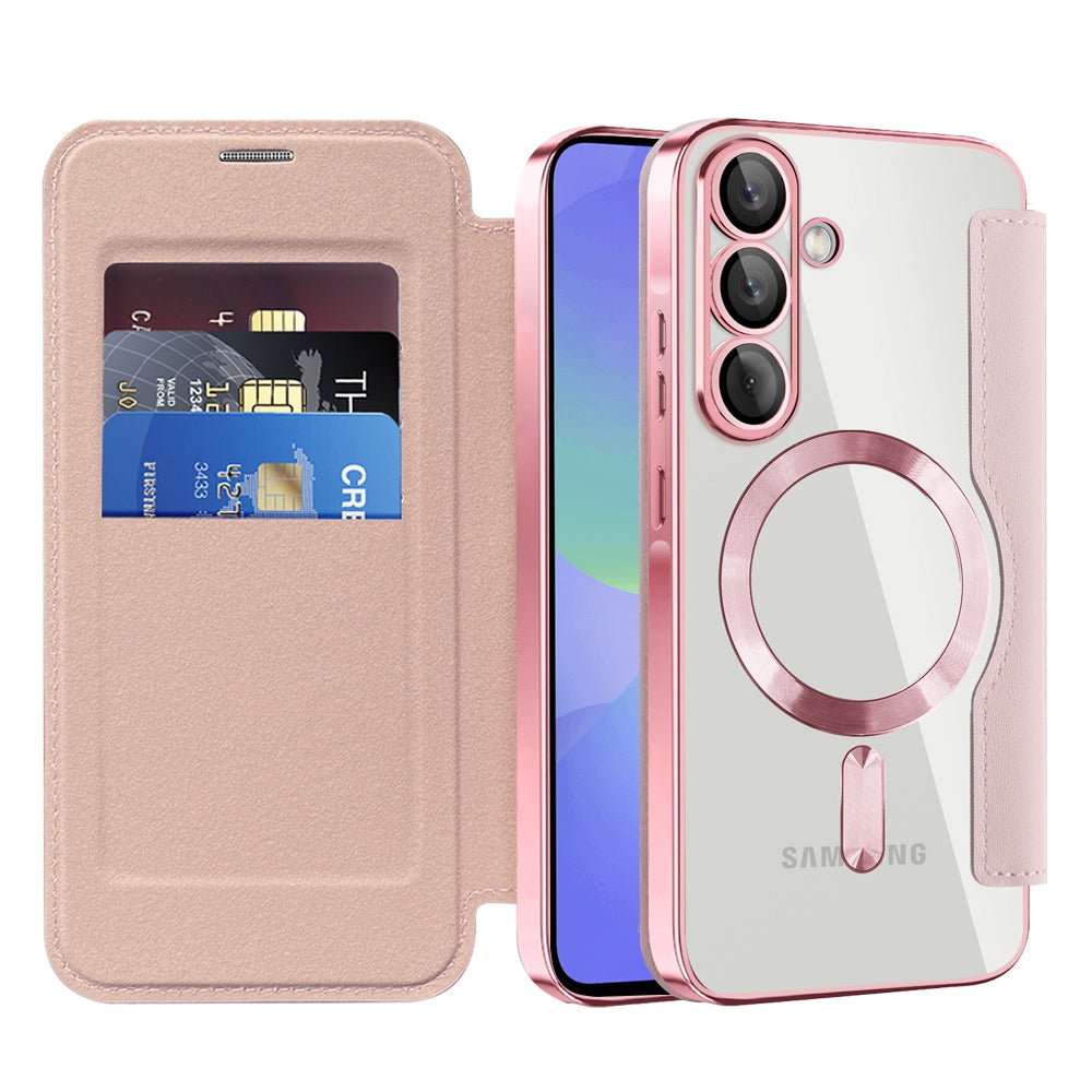 Techsuit Samsung Galaxy A37 5G - Θήκη Βιβλίο με MagSafe με Υποδοχές Καρτών και RFID Προστασία - SmartMag Book Case - Pink