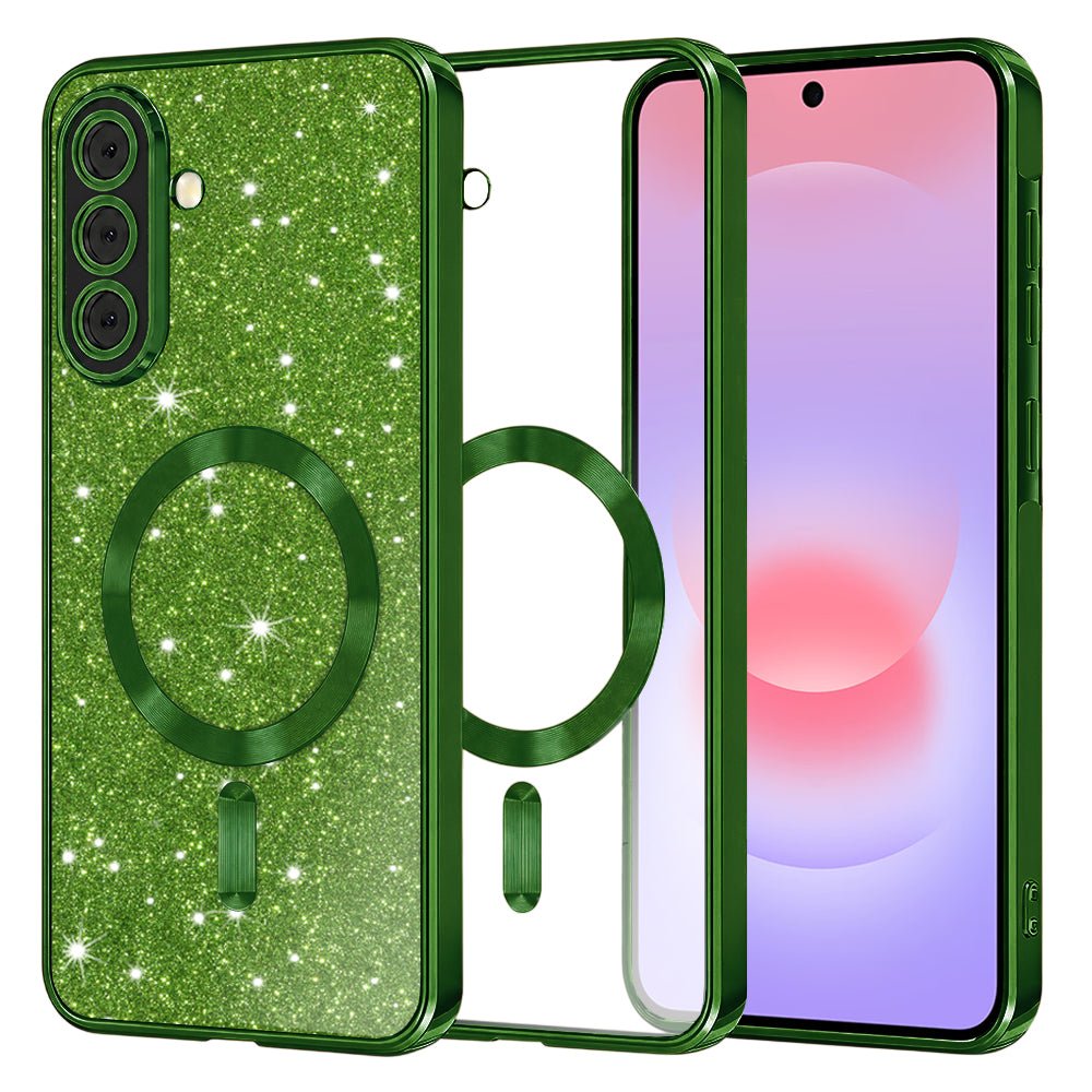 Techsuit Samsung Galaxy A37 5G - Θήκη Σιλικόνης - Luxury Glitter MagSafe - Deep Green