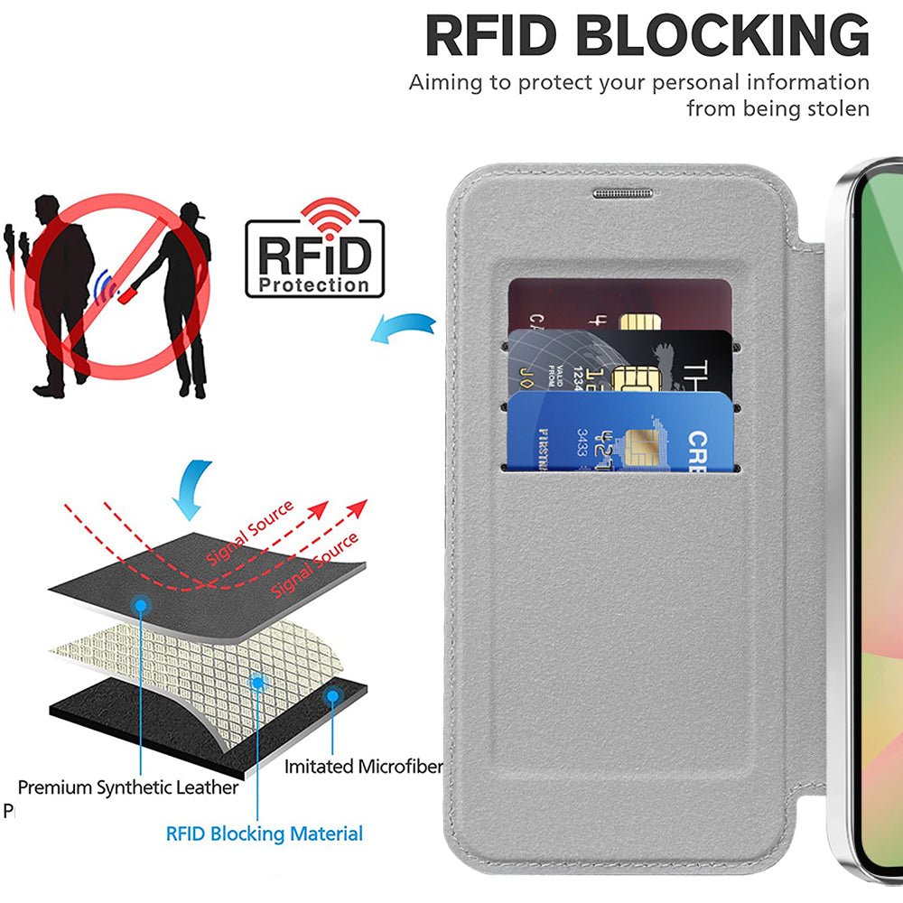 Techsuit Samsung Galaxy A56 5G - Θήκη Βιβλίο με MagSafe με Υποδοχές Καρτών και RFID Προστασία - SmartMag Book Case - Grey
