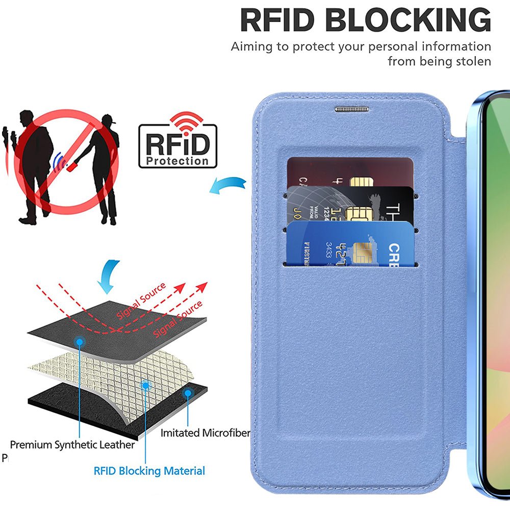 Techsuit Samsung Galaxy A56 5G - Θήκη Βιβλίο με MagSafe με Υποδοχές Καρτών και RFID Προστασία - SmartMag Book Case - Light Blue