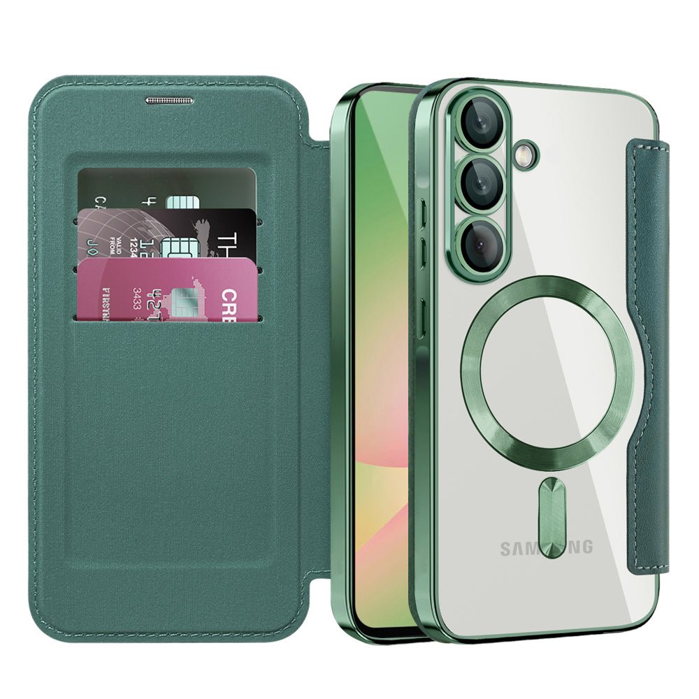 Techsuit Samsung Galaxy A57 5G - Θήκη Βιβλίο με MagSafe με Υποδοχές Καρτών και RFID Προστασία - SmartMag Book Case - Green