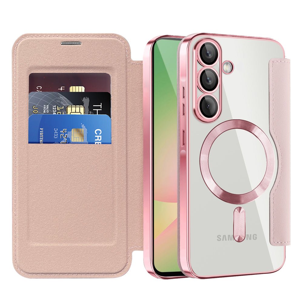 Techsuit Samsung Galaxy A57 5G - Θήκη Βιβλίο με MagSafe με Υποδοχές Καρτών και RFID Προστασία - SmartMag Book Case - Pink