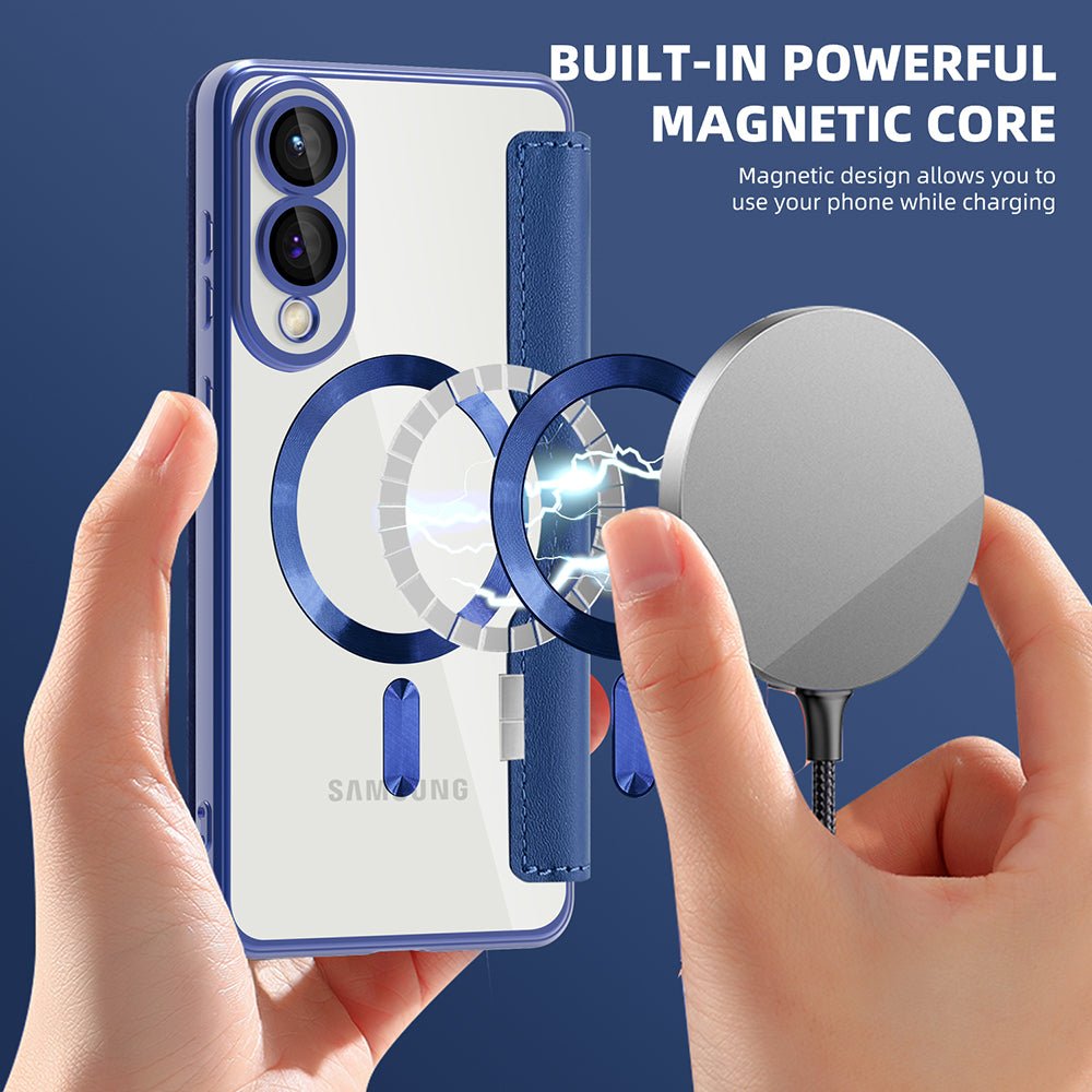 Techsuit Samsung Galaxy S25 Edge - Θήκη Βιβλίο με MagSafe με Υποδοχές Καρτών και RFID Προστασία - SmartMag Book Case - Blue