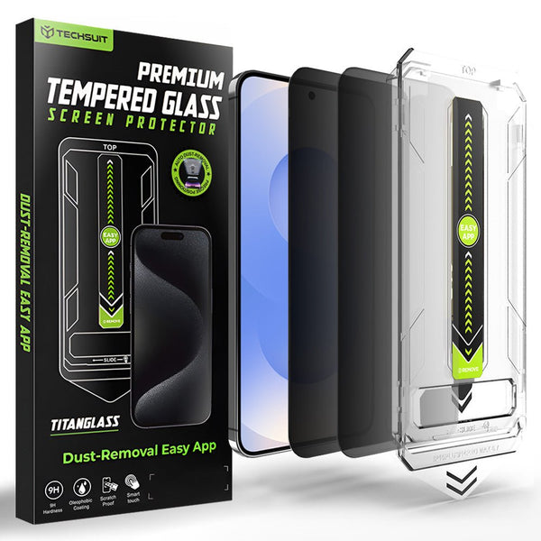 Techsuit Samsung Galaxy S25 / Galaxy S24 - Σετ με 2 Αντιχαρακτικά Γυαλιά Οθόνης - TitanGlass CrystalHD - Privacy
