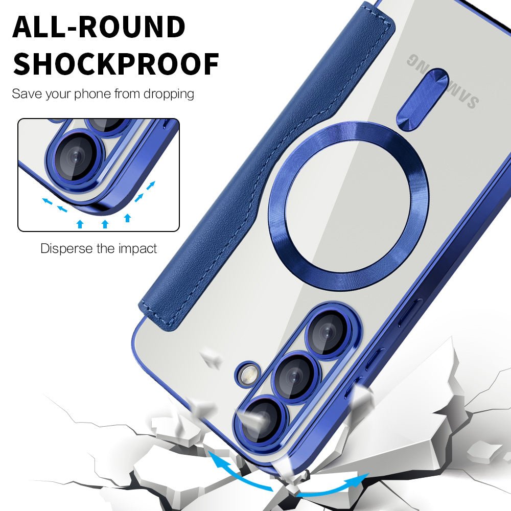 Techsuit Samsung Galaxy S25 Plus - Θήκη Βιβλίο με MagSafe με Υποδοχές Καρτών και RFID Προστασία - SmartMag Book Case - Blue