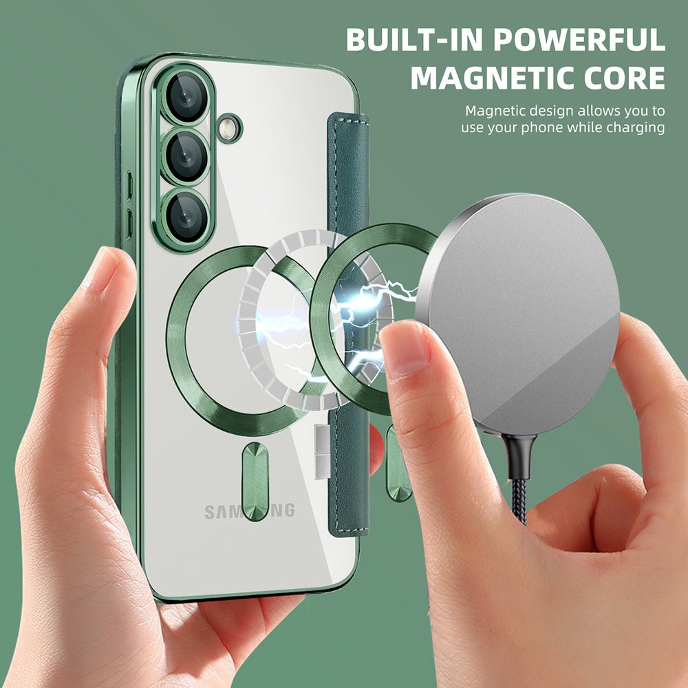 Techsuit Samsung Galaxy S25 Plus - Θήκη Βιβλίο με MagSafe με Υποδοχές Καρτών και RFID Προστασία - SmartMag Book Case - Green