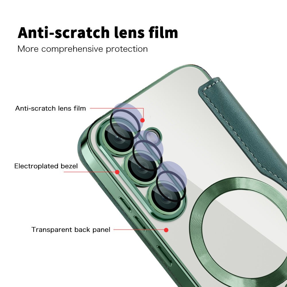 Techsuit Samsung Galaxy S25 Plus - Θήκη Βιβλίο με MagSafe με Υποδοχές Καρτών και RFID Προστασία - SmartMag Book Case - Green
