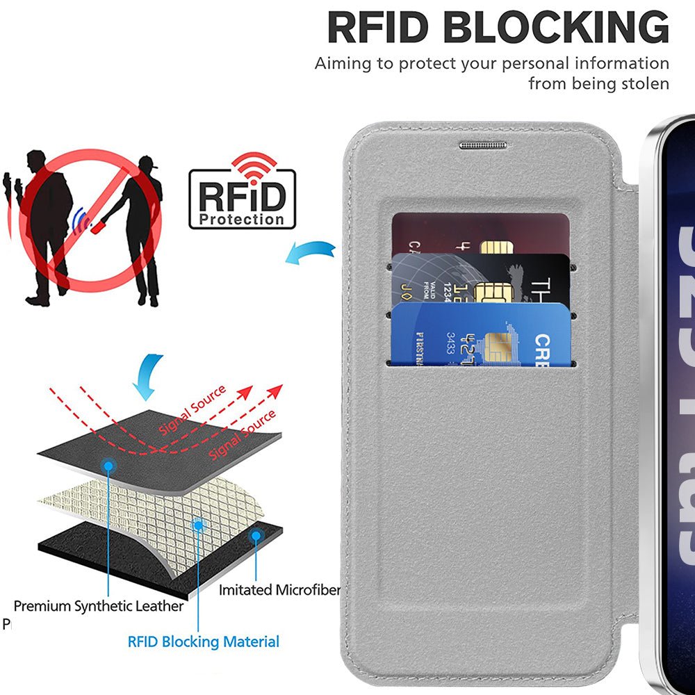 Techsuit Samsung Galaxy S25 Plus - Θήκη Βιβλίο με MagSafe με Υποδοχές Καρτών και RFID Προστασία - SmartMag Book Case - Grey