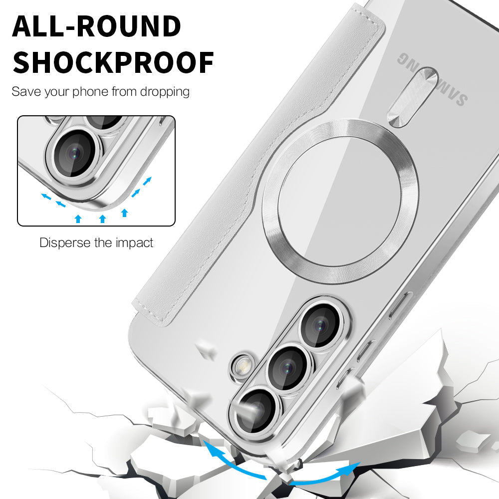 Techsuit Samsung Galaxy S25 Plus - Θήκη Βιβλίο με MagSafe με Υποδοχές Καρτών και RFID Προστασία - SmartMag Book Case - Grey