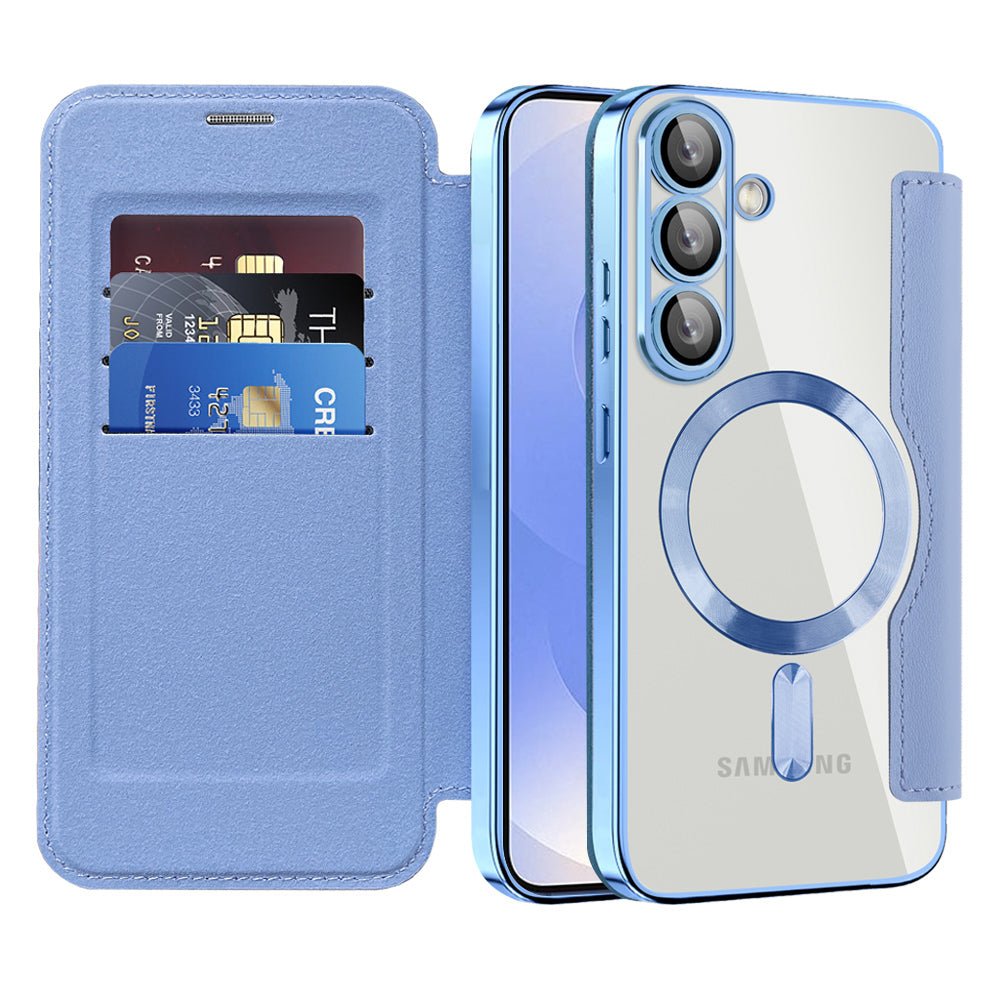Techsuit Samsung Galaxy S25 Plus - Θήκη Βιβλίο με MagSafe με Υποδοχές Καρτών και RFID Προστασία - SmartMag Book Case - Light Blue