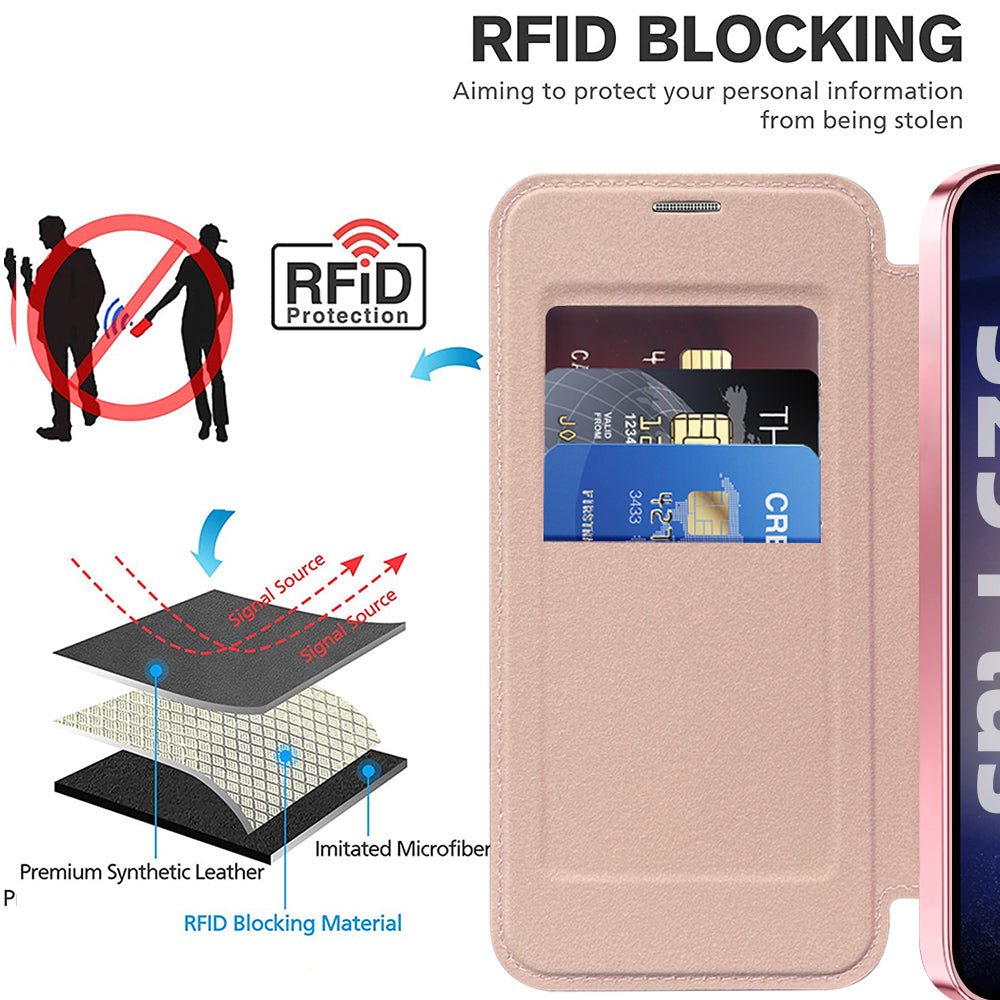 Techsuit Samsung Galaxy S25 Plus - Θήκη Βιβλίο με MagSafe με Υποδοχές Καρτών και RFID Προστασία - SmartMag Book Case - Pink