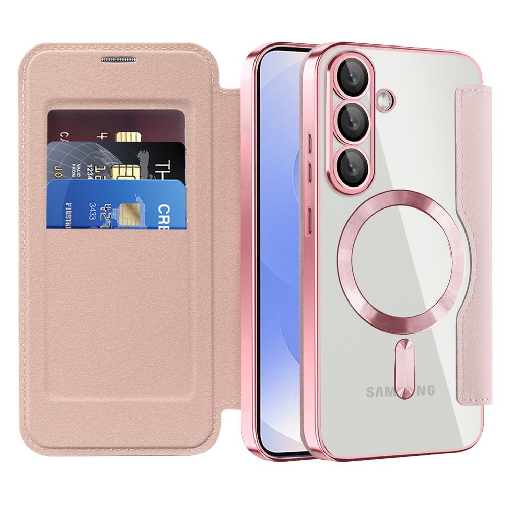 Techsuit Samsung Galaxy S25 Plus - Θήκη Βιβλίο με MagSafe με Υποδοχές Καρτών και RFID Προστασία - SmartMag Book Case - Pink