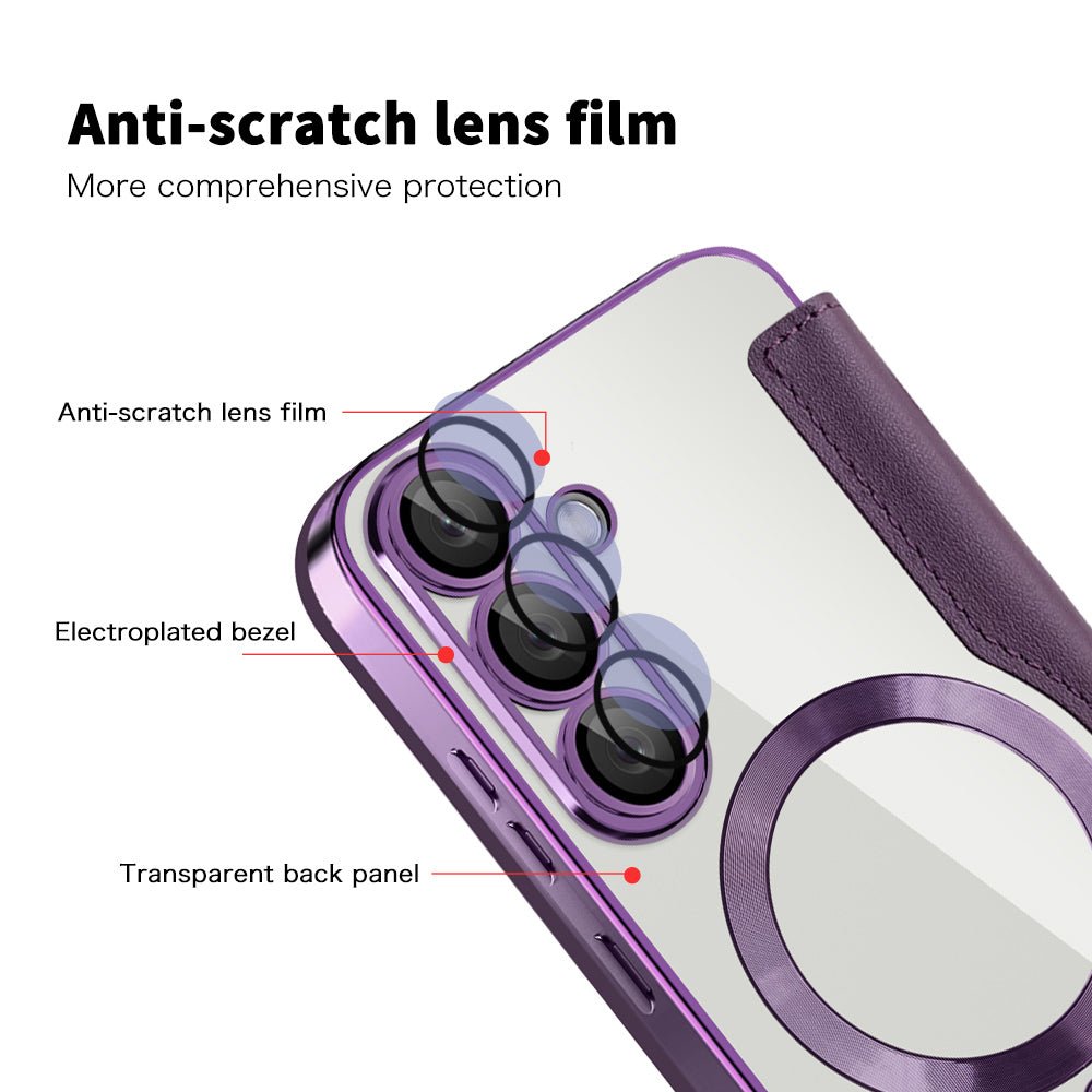 Techsuit Samsung Galaxy S25 Plus - Θήκη Βιβλίο με MagSafe με Υποδοχές Καρτών και RFID Προστασία - SmartMag Book Case - Purple