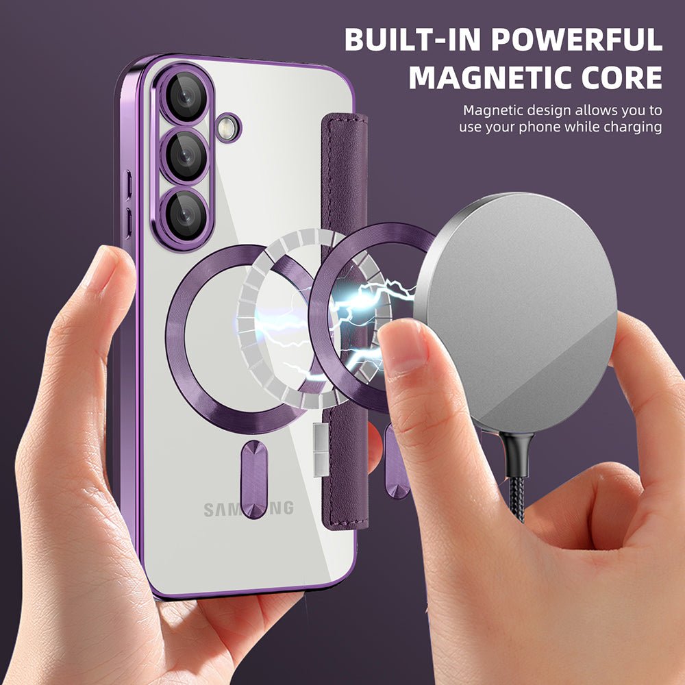 Techsuit Samsung Galaxy S25 Plus - Θήκη Βιβλίο με MagSafe με Υποδοχές Καρτών και RFID Προστασία - SmartMag Book Case - Purple