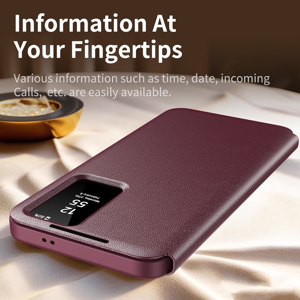 Techsuit Samsung Galaxy S25 Plus - Θήκη Βιβλίο με Θέση για 1 Κάρτα - SmartView Series - Red