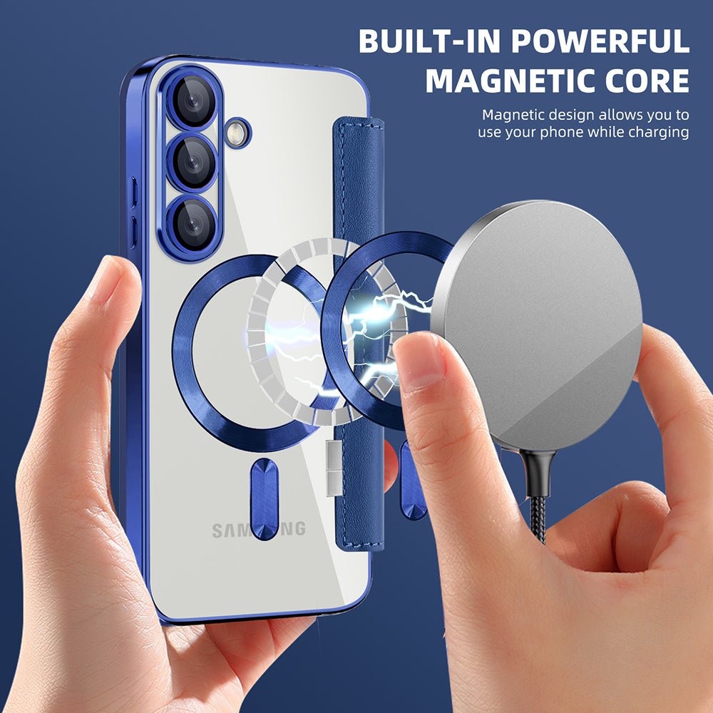 Techsuit Samsung Galaxy S25 - Θήκη Βιβλίο με MagSafe με Υποδοχές Καρτών και RFID Προστασία - SmartMag Book Case - Blue