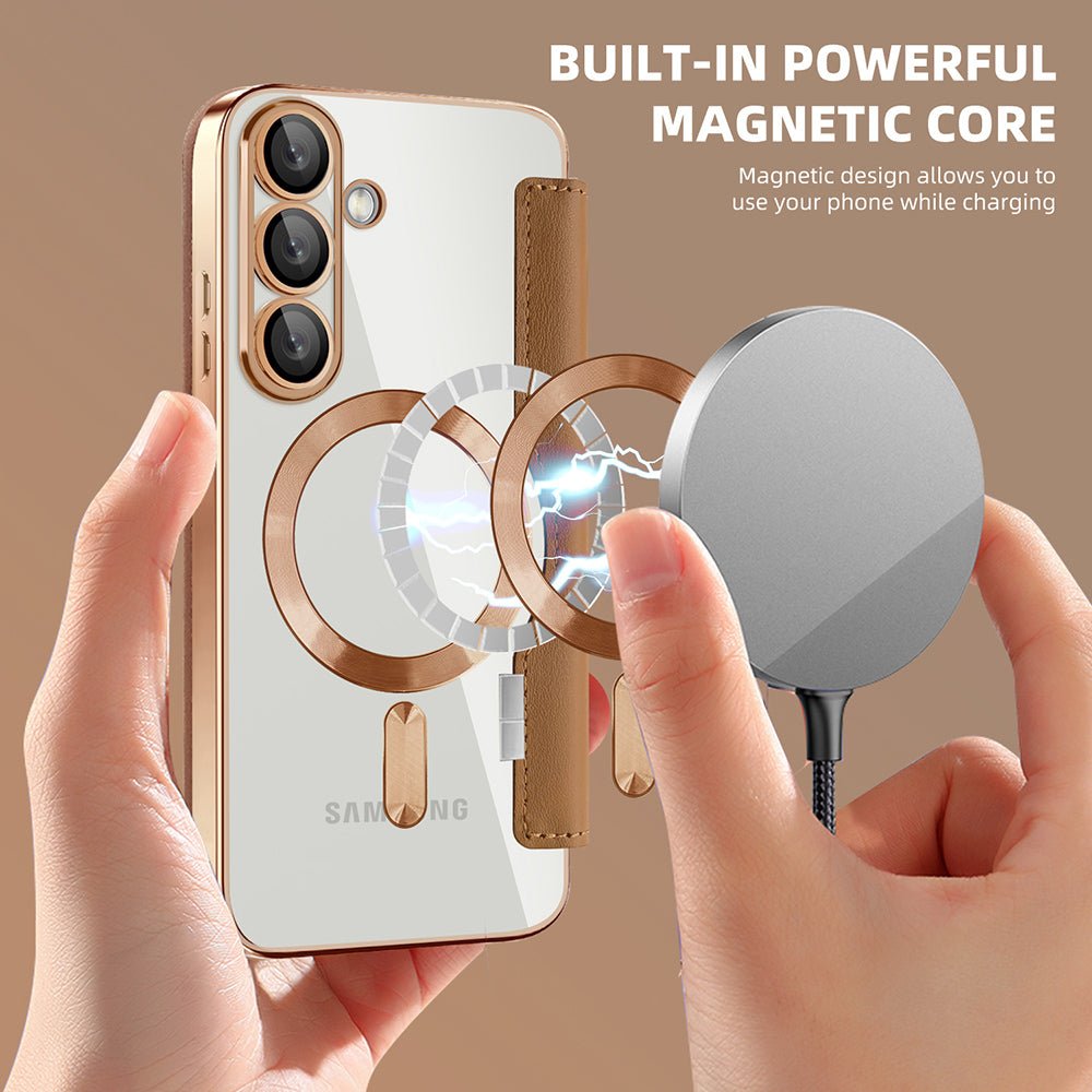 Techsuit Samsung Galaxy S25 - Θήκη Βιβλίο με MagSafe με Υποδοχές Καρτών και RFID Προστασία - SmartMag Book Case - Brown