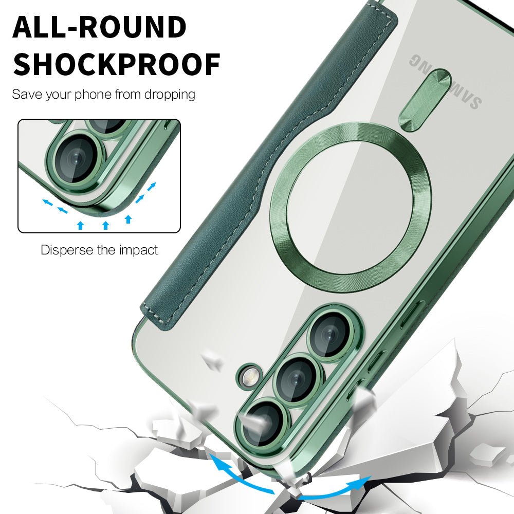 Techsuit Samsung Galaxy S25 - Θήκη Βιβλίο με MagSafe με Υποδοχές Καρτών και RFID Προστασία - SmartMag Book Case - Green