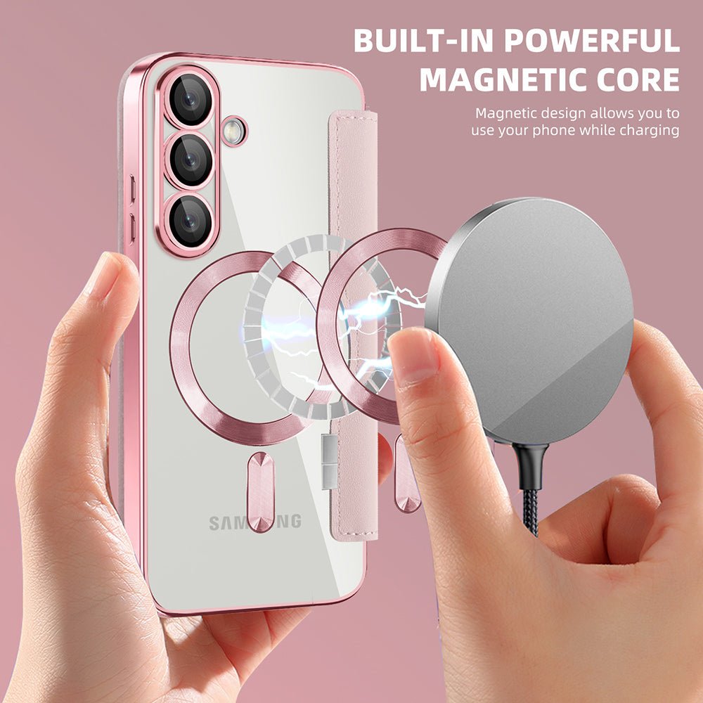 Techsuit Samsung Galaxy S25 - Θήκη Βιβλίο με MagSafe με Υποδοχές Καρτών και RFID Προστασία - SmartMag Book Case - Pink