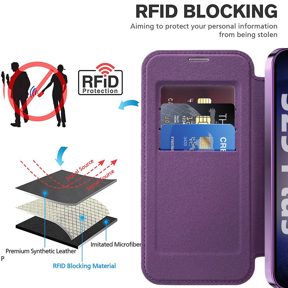 Techsuit Samsung Galaxy S25 - Θήκη Βιβλίο με MagSafe με Υποδοχές Καρτών και RFID Προστασία - SmartMag Book Case - Purple